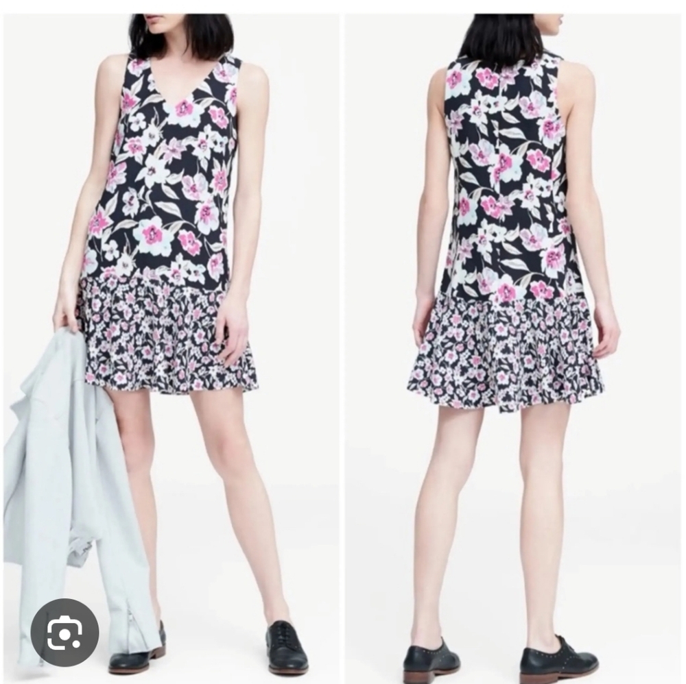 Banana Republic Navy With Floral  Dress Size 8 NWT